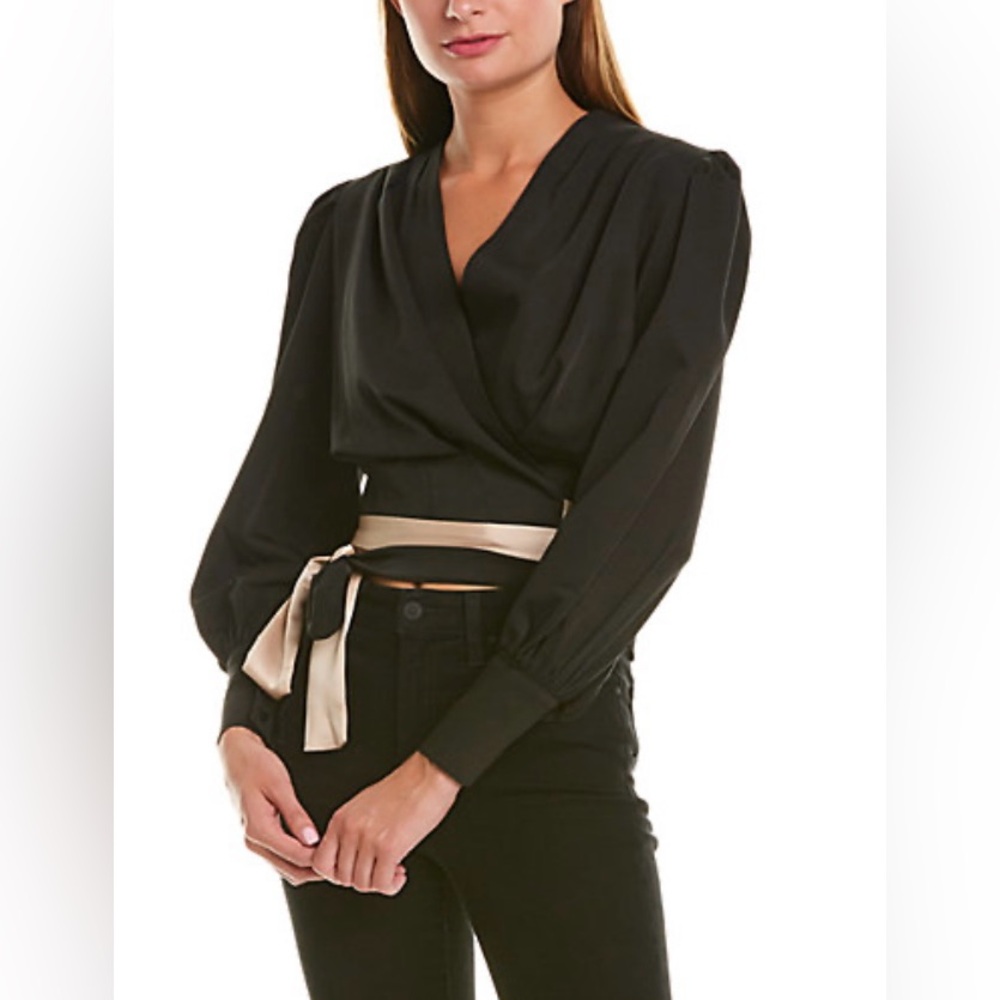 Beulah Elegant Pleated Wrap Top size M